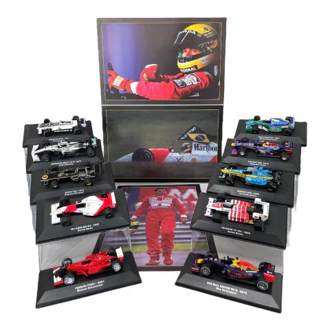 Combo Lendas da F1 com 10 Miniaturas de Carros 1:43 Brinde