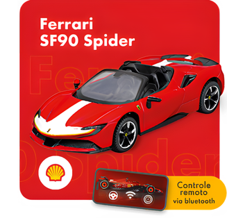 Miniatura Ferrari SF90 Spider Shell Racing da Burago 1/41 C/remoto Cor Vermelho