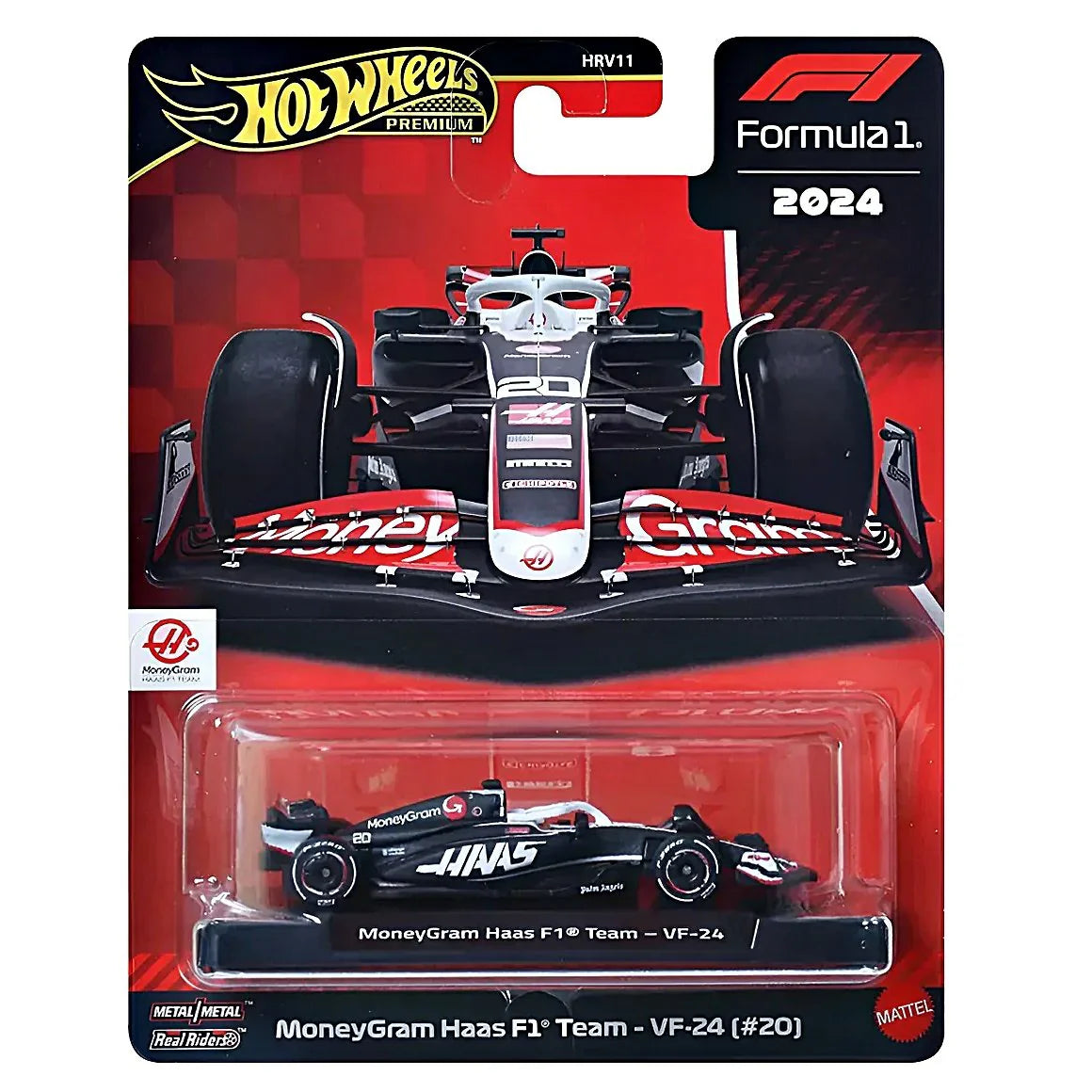 Miniatura Fórmula 1 MoneyGram Hass VF-24 - #20 Magnussen - Escala 1:64 - Hot Wheels Premium