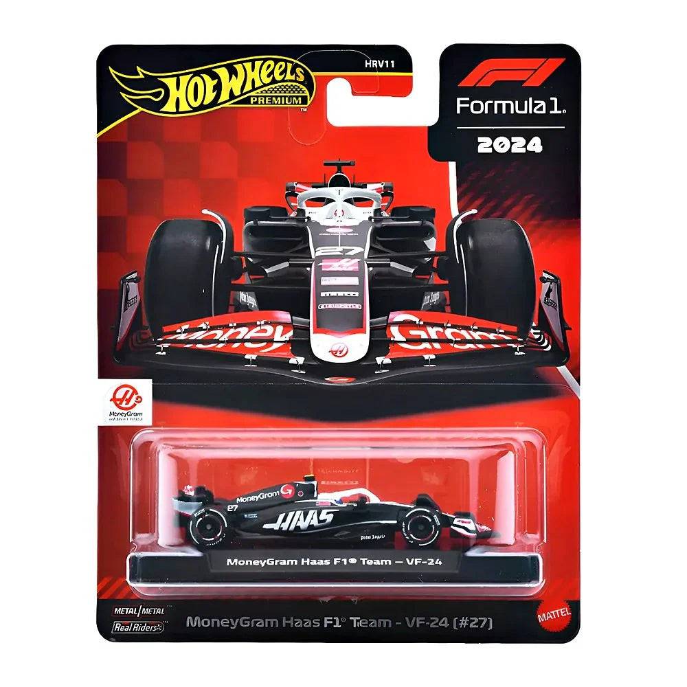 Miniatura Fórmula 1 MoneyGram Hass VF-24 - #27 Hulkenberg - Escala 1:64 - Hot Wheels Premium